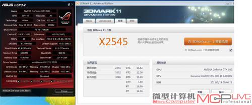 Matrix 580显卡终被超频至967MHz/4612MHz，3DMark 11成绩为X2545。